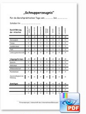 Schnupperzeugnis